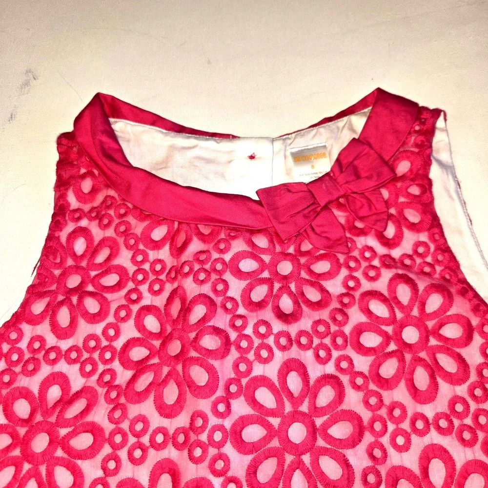 Gymboree Pink Embroidered Floral Shift Dress Girls Size 8 - Picture 2 of 11